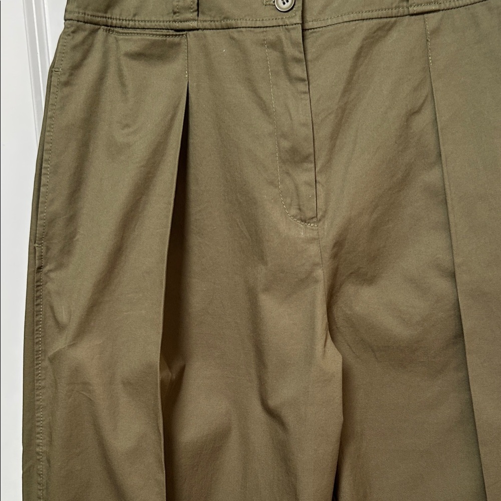Rebecca Taylor Olive Green High-Rise Pleated Chinos - Picture 6 of 11